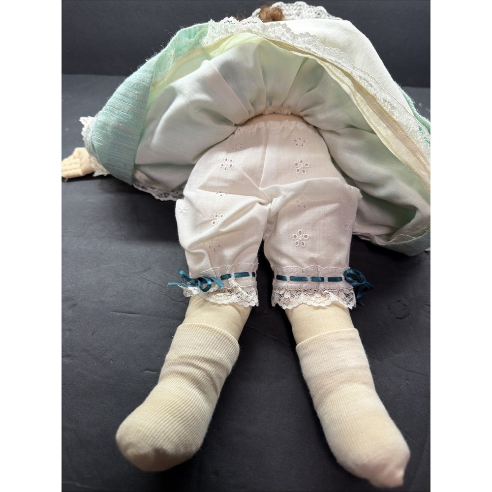 RARE Victorian Alice in Wonderland Needlepoint 18" Doll UNIQUE beauty - Picture 2 of 11